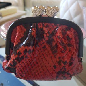 Brighton kiss lock Leather coin purse  red/black snake